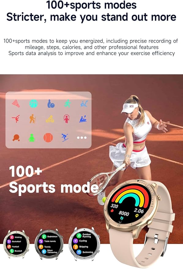 Smart Watch for Men Women (Answer/Make Calls), 1.46" IPS HD Screen, Fitness Tracker, 100+ Sport Modes, Blood Oxygen/Sleep/Heart Rate Monitor, IP67 Waterproof for Android iOS, Champagne Gold