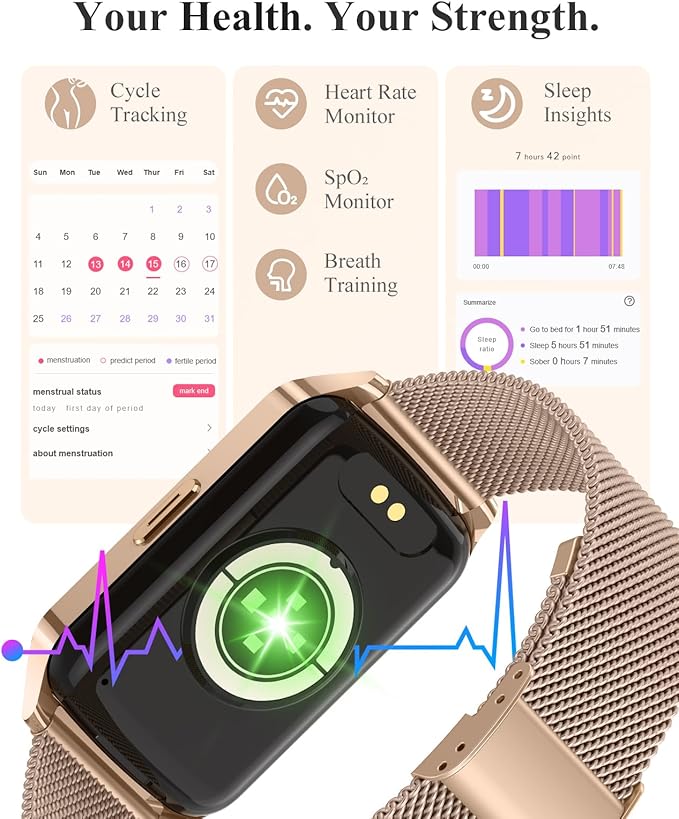 Fitness Tracker Watch for Women Men, Step Counter Compatible with iPhone Android, IP68 Waterproof Activity Tracker with Calorie and Sleep Monitor, 110+ Sports Modes Pedometer Smartwatch Smart Watch