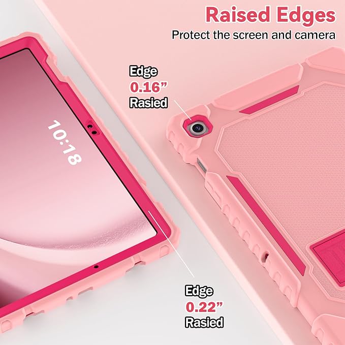 Grifobes for Samsung Galaxy Tab A9 Plus 11 Inch 2023 Cases, Heavy Duty Shockproof Rugged Cover for New Samsung Tablet A9+ 11" Case (SM-X210/X216/X218) with Kickstand for Kids, Rose Gold
