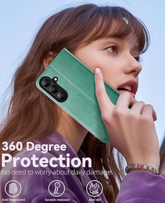 OCASE Compatible with Galaxy S25 Wallet Case, PU Leather Flip Folio Case with Card Holders RFID Blocking Kickstand [Shockproof TPU Inner Shell] Protective Phone Cover 6.2 Inch 2025, Green