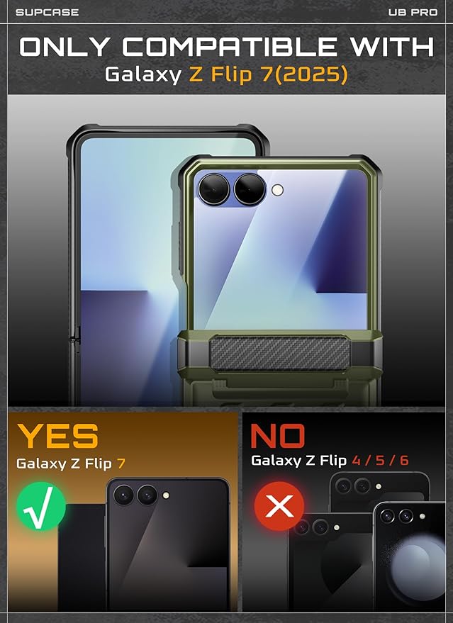 SUPCASE for Samsung Galaxy Z Flip 7 Case with Built-in Stand & Belt-Clip (Unicorn Beetle Pro), [Hinge Protection] [Front Tempered Glass Screen Protector] Full Body Military-Grade Phone Cover, Guldan