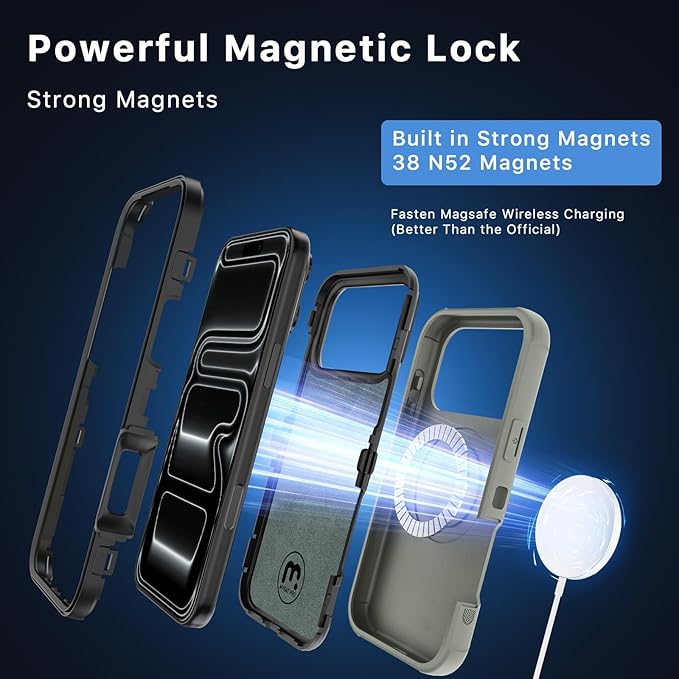 M MYBAT PRO for iPhone 17 Pro Case, Maverick Series Case with Belt Clip Holster,[Compatible with Magsafe] w/Screen Protector,Anti-Drop,Shockproof,w 360°Rotating Kickstand,Heavy Duty Protection