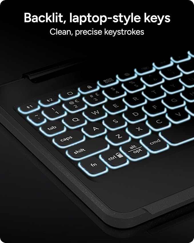 ZAGG Rugged Book Detachable Case and Magnetic-Hinged Keyboard for iPad Air 11" (M3)/ Air 11" (M2)/ iPad 10.9" (air 4th gen)/ 11" (1st & 2nd Gen), Bluetooth Pairing, Backlit Keyboard, Black