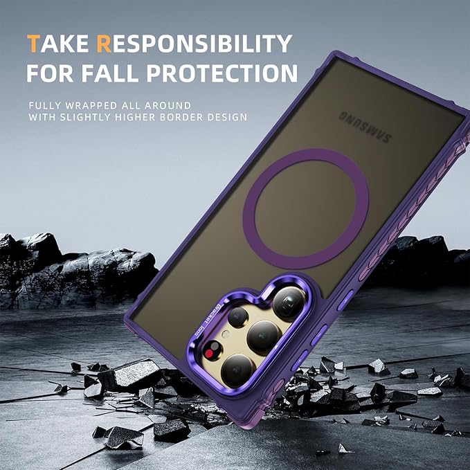 Magnetic for Samsung Galaxy S24 Ultra Case Purple Fit for MagSafe Military-Grade Shockproof Protection Adjustable Kickstand Slim Matte Anti-Fingerprint Cover Men Women