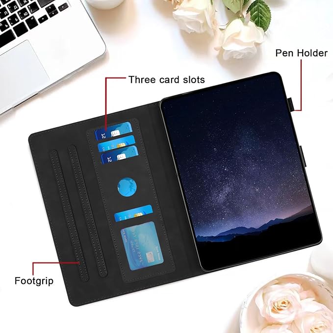 DTangLsm Case for Samsung Galaxy Tab A9 Plus/A9+ 5G 11 Inch 2023 (SM-X210/ X216/ X218) Multi-Angle Viewing PU Leather Smart Folio Stand Cover for Galaxy Tab A 9+ Case with Pen Holder, Honeycomb Black