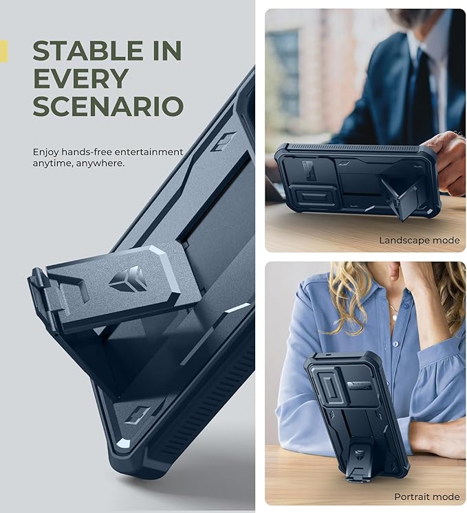 Dexnor for Samsung Galaxy S25 Case with Built-in Slide Camera Cover & Screen Protector & Kickstand,Heavy-Duty Shockproof Rugged Case Full-Body Bumper Protective Cover for Galaxy S25(2025),Navy Blue