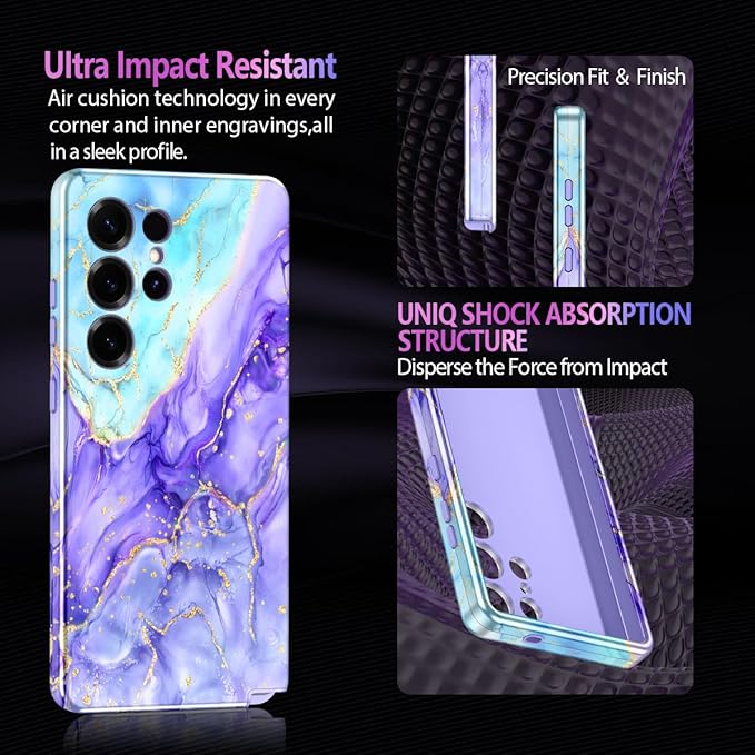 Casetego for Galaxy S25 Ultra Case,Compatible with MagSafe,[Military Grade Drop Test] Full Body Protection Slim Shockproof Rugged Marble Women Case for Samsung Galaxy S25 Ultra 6.9 inch,Cobalt Violet