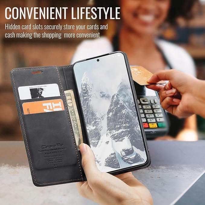 for OnePlus 13 Case, Flip Wallet Leather Case with Card Holder Magnetic Closure Shockproof Kickstand Protective Phone Cases Cover for OnePlus 13, Black