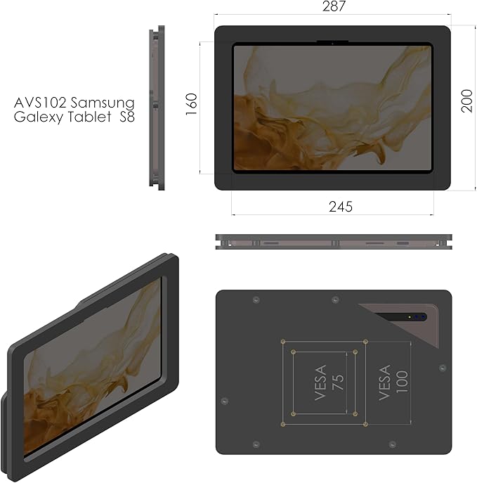 TABcare Security Anti-Theft Acrylic VESA Enclosure for Samsung Galaxy TAB S10 FE+ 13.1 with Wall Mount Kit (Clear, TAB S10 FE+ 13.1)