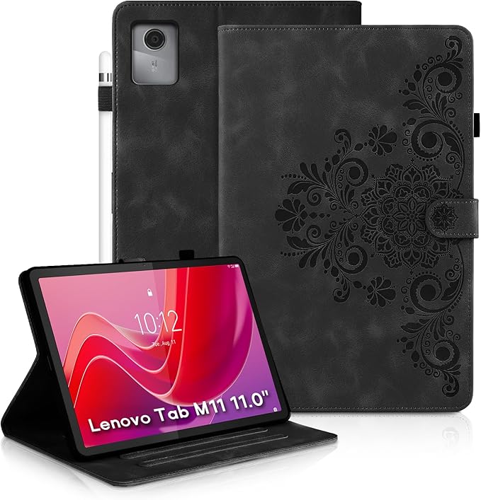 Mantala Funda para for Lenovo Tab M11 2024 11 Inch, Soft Touch Faux Leather with Card Slots and Kickstand, Water-Proof Precise Cutouts Tablet Case Compatible with Lenovo Tab M11 / Tab K11 Black