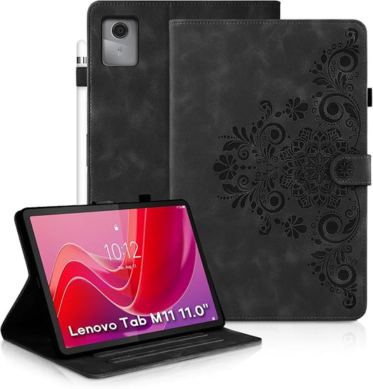 Mantala Funda para for Lenovo Tab M11 2024 11 Inch, Soft Touch Faux Leather with Card Slots and Kickstand, Water-Proof Precise Cutouts Tablet Case Compatible with Lenovo Tab M11 / Tab K11 Black