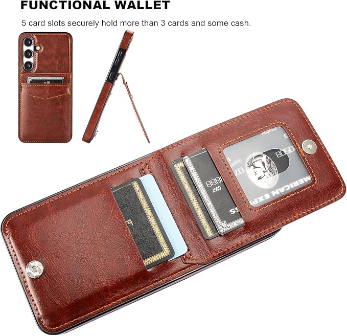 KIHUWEY for Samsung Galaxy S24 Plus Case Wallet with Credit Card Holder, Flip Premium Leather Magnetic Clasp Kickstand Heavy Duty Protective Cover for Samsung Galaxy S24 Plus 6.7" (Brown)