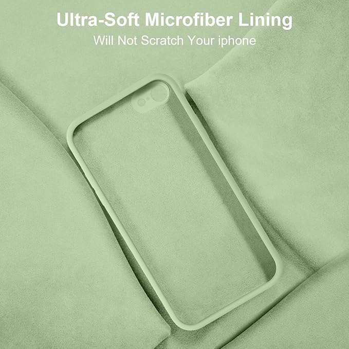 Vooii for iPhone SE Case 2022/3rd/2020,iPhone 8/7 Case, Upgraded Liquid Silicone with [Flat Edges] [Camera Protection] [Soft Anti-Scratch Microfiber Lining] Phone Case for iPhone SE - Matcha