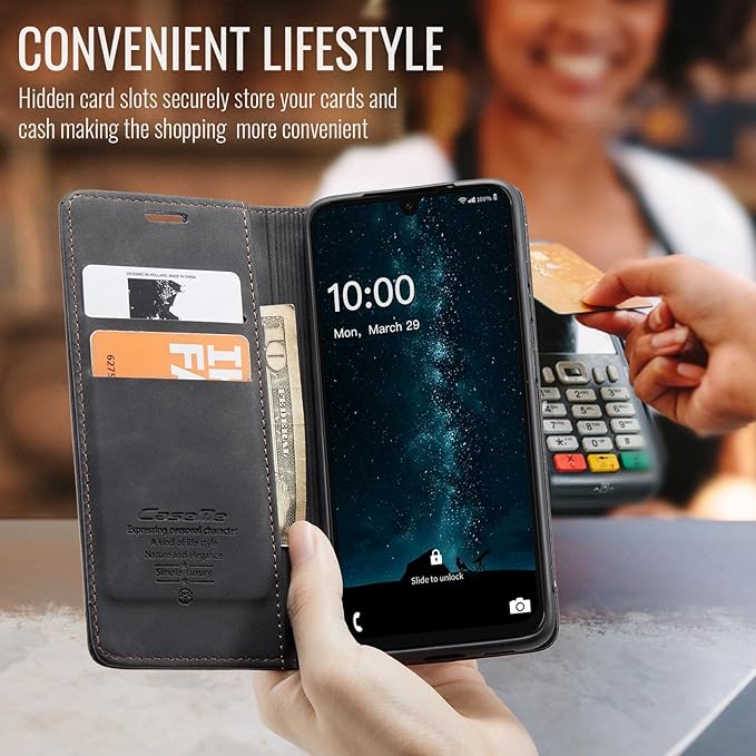 for Samsung Galaxy A16 5G Case, Flip Wallet Leather Case with Card Holder Magnetic Closure Shockproof Kickstand Protective Phone Cases Cover for Galaxy A16 5G / A16 4G, Black