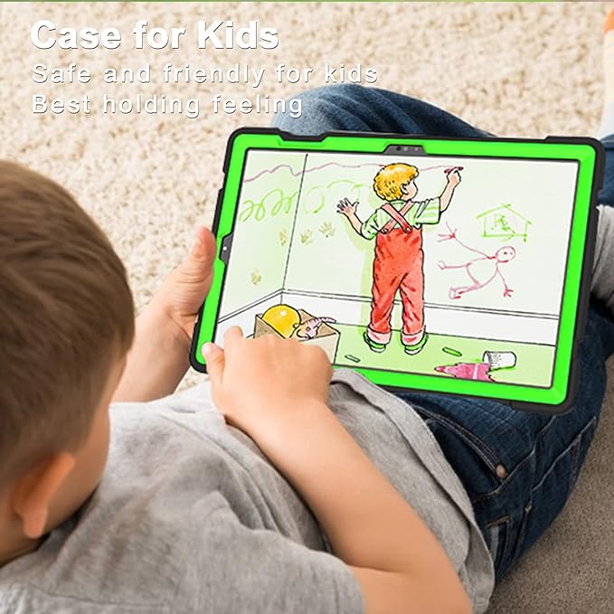 Rantice Galaxy Tab A8 10.5 Case with Kickstand, Hybrid Shockproof Rugged Cover for Samsung A8 Tablet Case 10.5 Inch (SM-X200/X205/X207), Black+Green