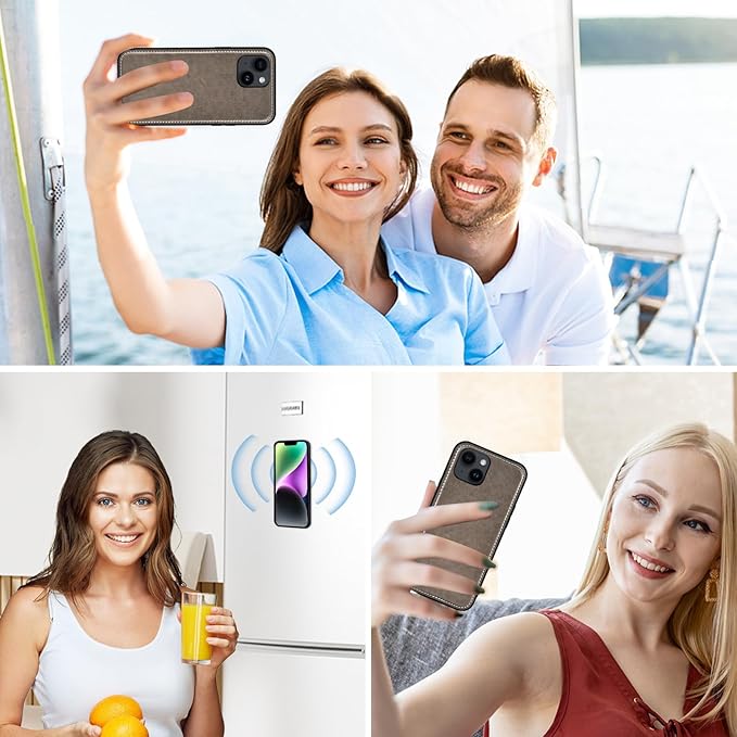 Asuwish Phone Case for iPhone 14 6.1 inch Zipper Wallet Detachable Cell Cover with Tempered Glass Screen Protector Crossbody Strap Flower Card Holder iPhone14 5G i i-Phone i14 14Case Women Girls Gray