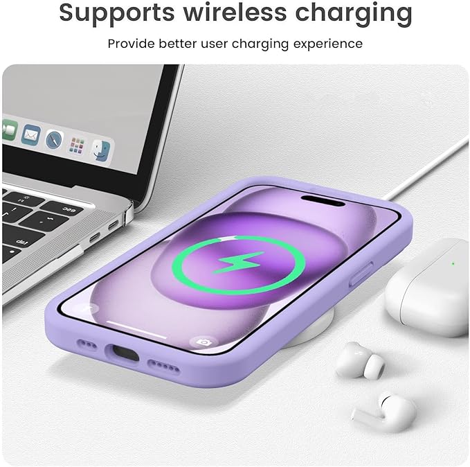 Vooii Compatible with iPhone 15 Plus Case, Upgrade Liquid Silicone [Enhanced Camera Protection] [Soft Anti-Scratch Microfiber Lining] Shockproof Phone Case for iPhone 15 Plus 6.7 inch - Light Purple