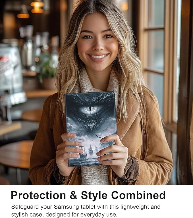 Case for Samsung Galaxy Tab S10 FE/ S9 FE 5G 10.9 Inch/Tab S9 11 Inch, Slim PU Leather Stand Cover with Auto Wake/Sleep, Multi-Angle Viewing & Shockproof, Eye of a Dragon