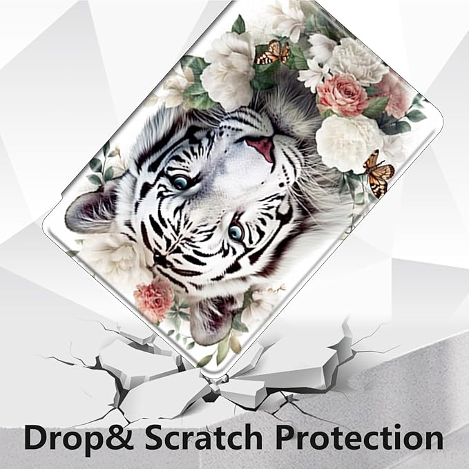 Case for Lenovo Tab M10 Plus 10.3", 360 Degree Rotating Folding Stand,with Auto Sleep/Wake Case for Lenovo Tab M10 Plus (2020 2nd Gen) TB-X606F/TB-X606X 10.3" FHD Tablet,White Tiger/Butterfly