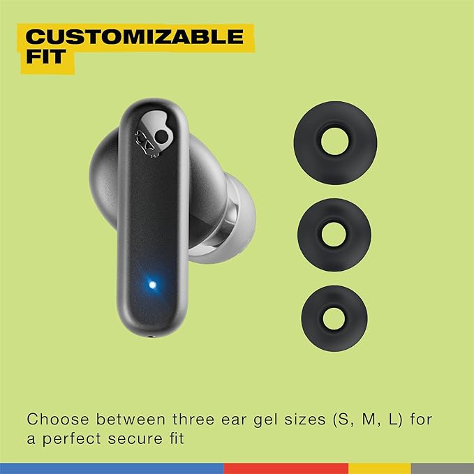 Skullcandy Smokin’ Buds Wireless Earbuds, Bluetooth Headphones, Noise Isolating Fit, Up to 20 Hours Battery, IPX4 Sweat and Water Resistant, Microphone for iPhone Android - Matcha