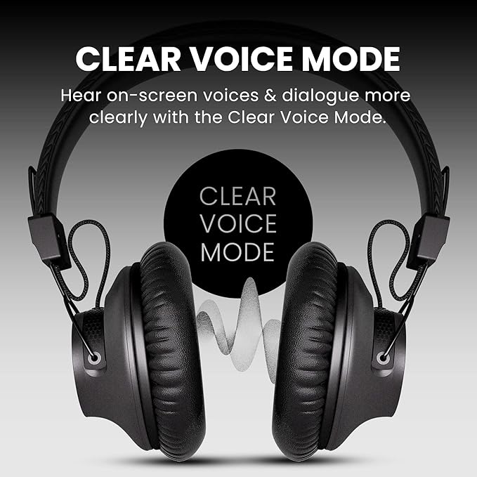 Avantree Audition 3 - Bluetooth Over-Ear Headphones with Wireless Charging Dock, 50H Battery, aptX-Adaptive, Clear Voice, Compatible with Samsung Smart TVs