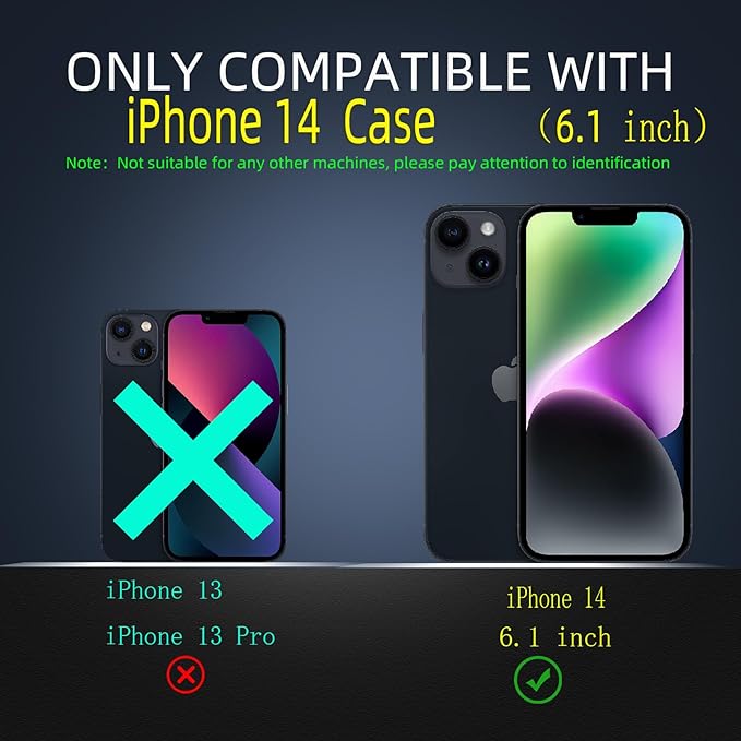 Magnetic for iPhone 14 Case [ Compatible with MagSafe Wireless Charging ] for 14 Case with 2 Screen Protectors,Built-in Kickstand Ring,Military Grade Shockproof Heavy Duty Protection,Black