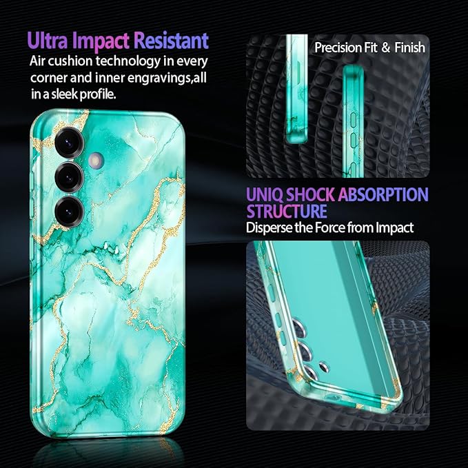 Casetego for Galaxy S25 Plus Case,Compatible with MagSafe,[Military Grade Drop Test] Full Body Protection Slim Shockproof Rugged Marble Women Case for Samsung Galaxy S25 Plus 6.7 inch,Turquoise