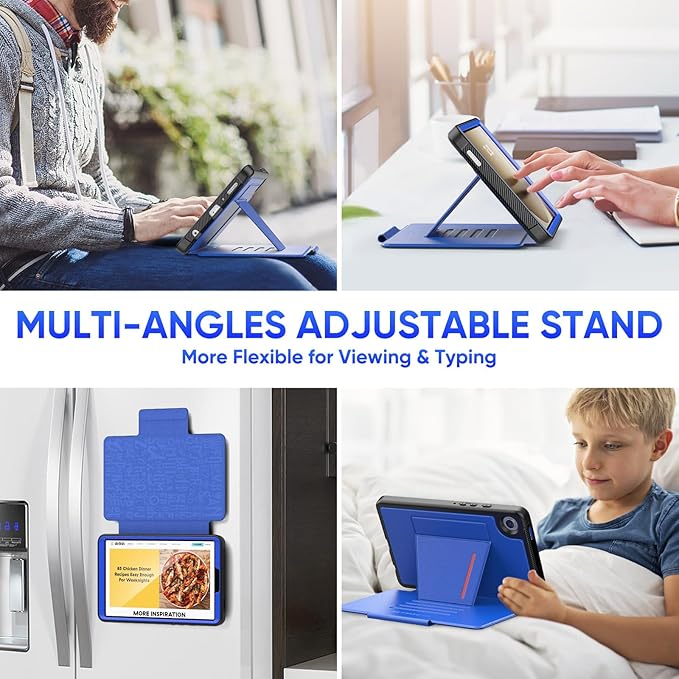 SEYMAC stock Case for Samsung Galaxy Tab A9 8.7'', Case with Magnetic Multi-Angles Stand, Card Slot for Galaxy Tab A9 8.7'' SM-X110/X115/X117, (Blue)