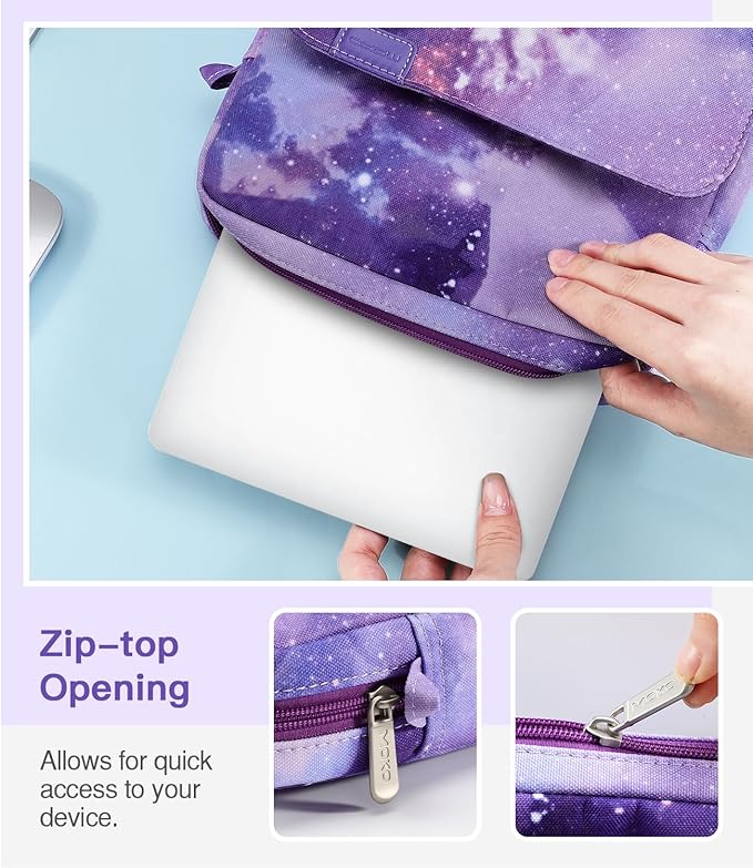 MoKo 13.3-14 Inch Laptop Sleeve Bag Fits MacBook Pro M3/M2 14" 2023,MacBook Pro 13" M2,New MacBook Air 13.6" M3/M2 2024,Tab S8 Ultra 14.6",Handle Carrying Case with Shoulder Strap,Purple Starry Sky
