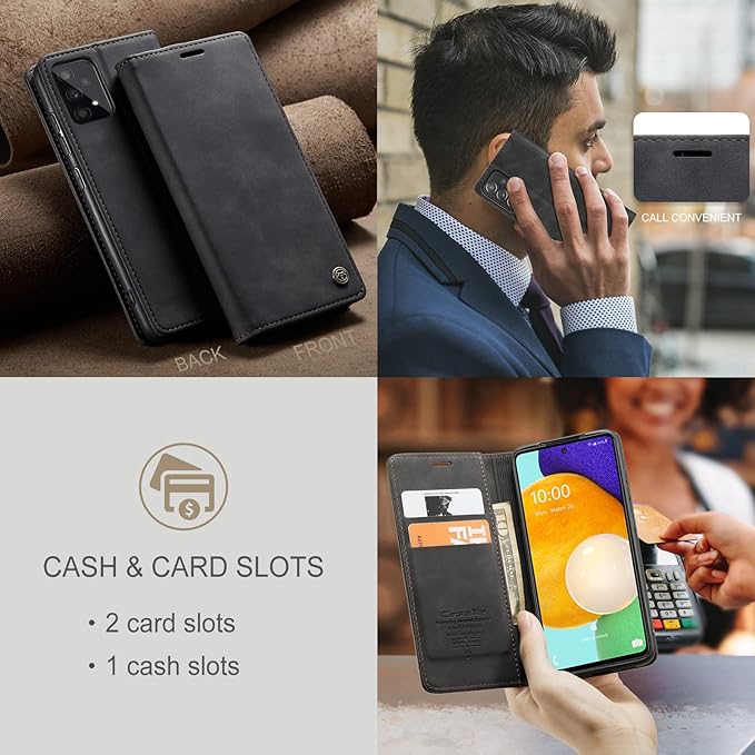 for Samsung Galaxy A40 Case, Flip Wallet Leather Case with Card Holder Magnetic Closure Shockproof Kickstand Protective Phone Cases Cover for Samsung A40,Black