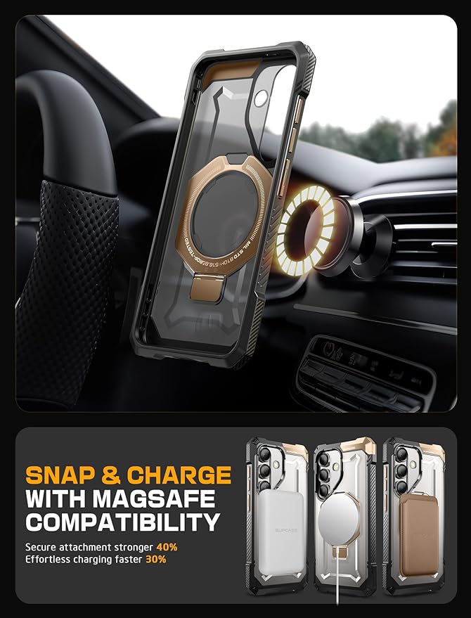 SUPCASE for Samsung Galaxy S25 Case with Stand (Unicorn Beetle Grip), [Compatible with MagSafe] [Military-Grade Drop Protection] Heavy Duty Shockproof Magnetic Phone Case for Galaxy S25 6.2", Desert