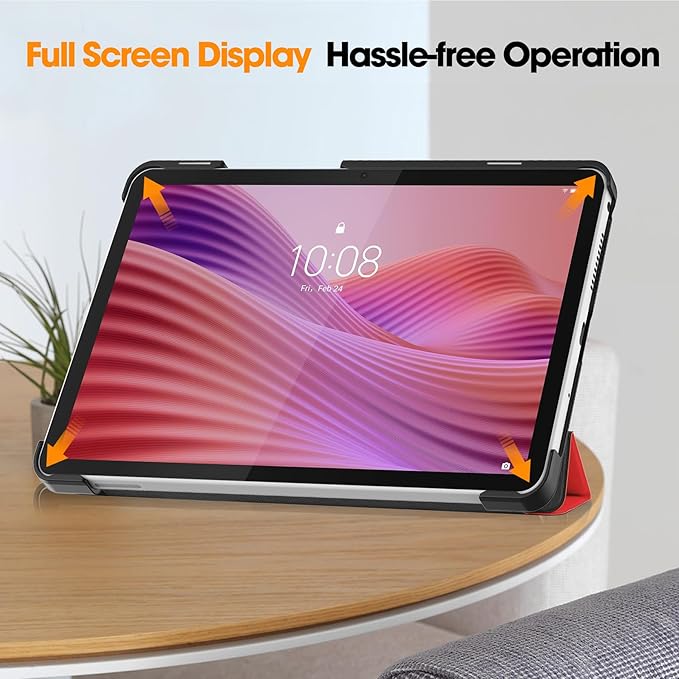 Case for Lenovo Tab One 8.7'' / Tab K9 Case, Folding Folio Ultra-Thin PU Leather Stand Case Cover with Auto Wake/Sleep for Lenovo Tab K9 8.7 Inch Red