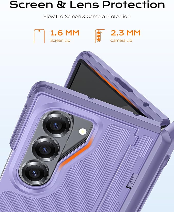 for Samsung Galaxy Z Fold 5 Case with S Pen Holder & Privacy Screen Protector & Kickstand & Hinge Protection, Full Body Cover Hard Non-Slip Shockproof Case for Galaxy Z Fold 5 (Purple)