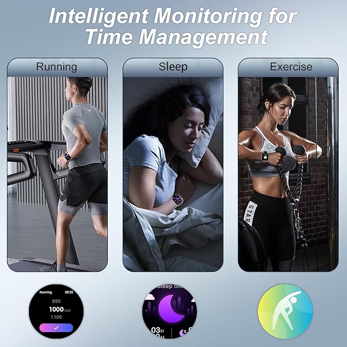 Smart Watch for Men and Women, 2.01-inch HD Touch Screen, 120+ Sports Modes/IP67 Waterproof/Heart Rate/Sleep Monitoring (Answer/Make Calls), for Android/iOS (Black)