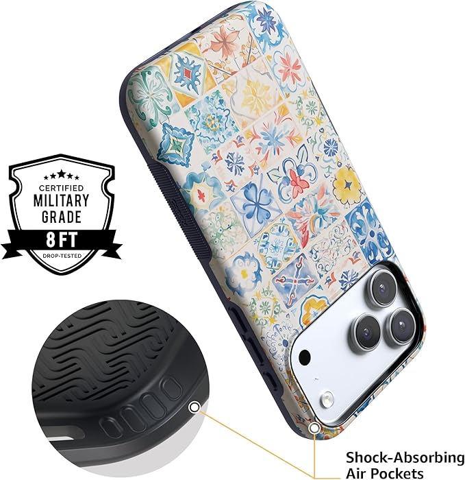 Casely iPhone 17 Pro Case | Tuscan Tiles | Dolce Vita | Compatible with MagSafe | Bold Protective Design