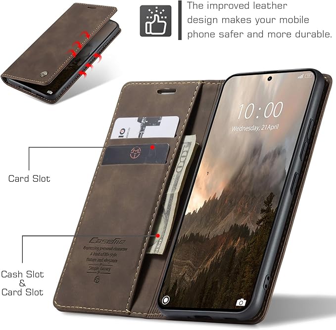 for Xiaomi 14T Pro Case, Flip Wallet Leather Case with Card Holder Magnetic Closure Shockproof Kickstand Protective Phone Cases Cover for Xiaomi mi 14T Pro, Coffee