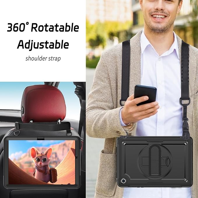 ZenRich Case for Samsung Galaxy Tab A9 Plus / A9+ 5G 11" 2023 (SM-X210/X216/X218),Heavy Duty Shockproof Protective Case with 360 Rotating Kickstand Hand & Shoulder Belt for Galaxy Tab A9 Plus 11 inch