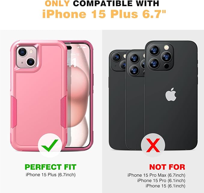 Diaclara Designed for iPhone 15 PlusCase, [with Privacy Screen Protector] [Anti Spy] [Military Grade Drop Protection] Heavy Duty Full-Body Shockproof Phone Case, Pink