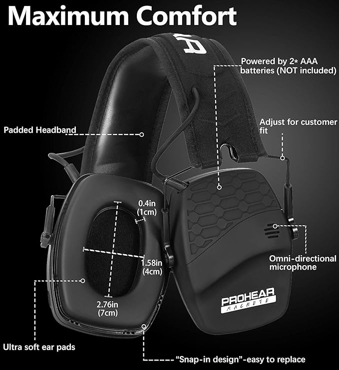 PROHEAR 030 Bluetooth 5.4 Electronic Shooting Ear Protection Earmuffs, Noise Reduction Sound Amplification Hearing Protector for Gun Range and Hunting