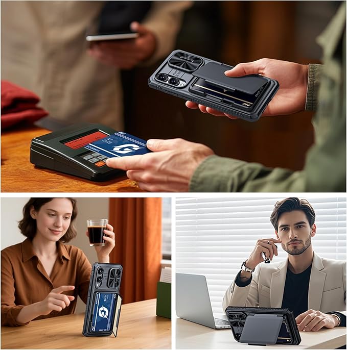 for Samsung Galaxy S25 Edge Case Wallet with RFID [Cards Holder][Camera Cover][Edge Raised] Full Body Shockproof Silicone Protective Phone Case for Galaxy S25 Edge 2025 (Black)