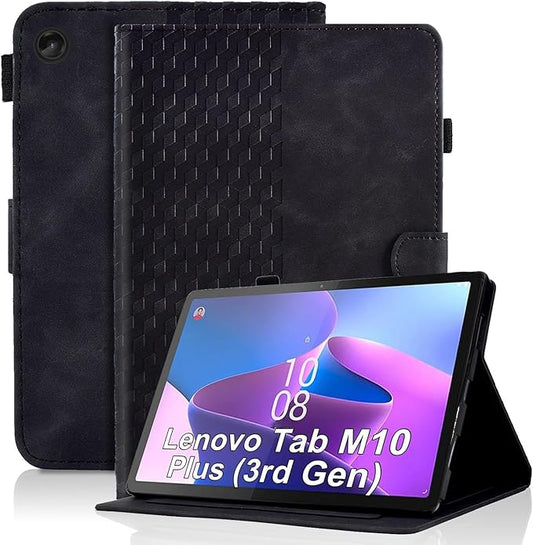 Case for Lenovo Tab M10 Plus 3rd Gen 2022 10.6 inch (TB125FU/TB128FU/TB128XU) PU Leather Folio Magnetic Smart Cover Card Holder with S Pen Holder, Black