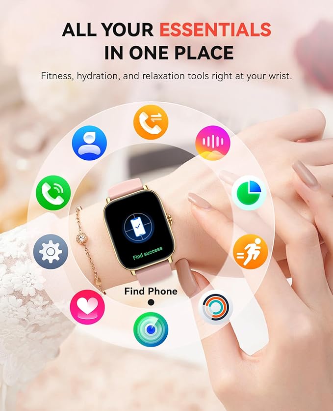 Smart Watch for Women Men, Bluetooth Call, 1.91'' HD Full Touchscreen Fitness Step Tracker Watch for Android iPhone Compatible, IP68 Waterproof Smartwatch With Sleep Monitor/Activity Tracker/Pedometer