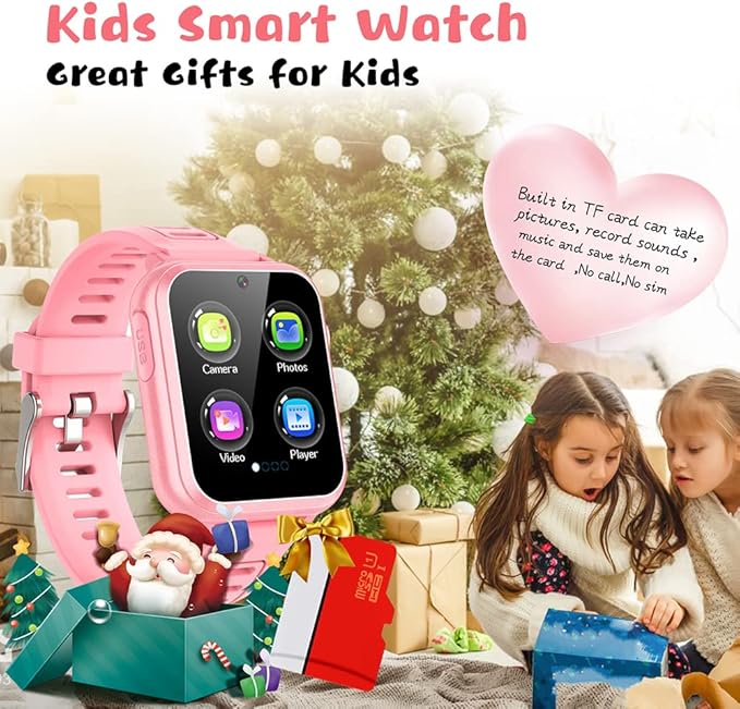 Retysaz Kids Smart Watch,24 Game Smart Watch for Kids, Fashion Smartwatches for Children 3-14 Great Gifts to Girls Boys (Pink)