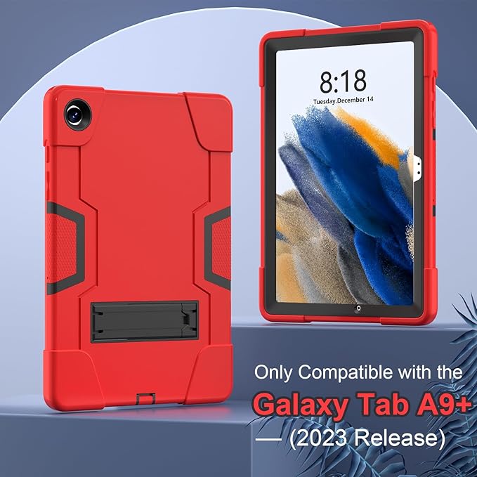Case for Galaxy Tab A9 Plus 11 inch (2023), High Impact Protective Heavy Duty Shockproof Kickstand Cover for Samsung Galaxy Tab A9+ Plus 11" Model (SM-X210/X215/X216), Red+Black