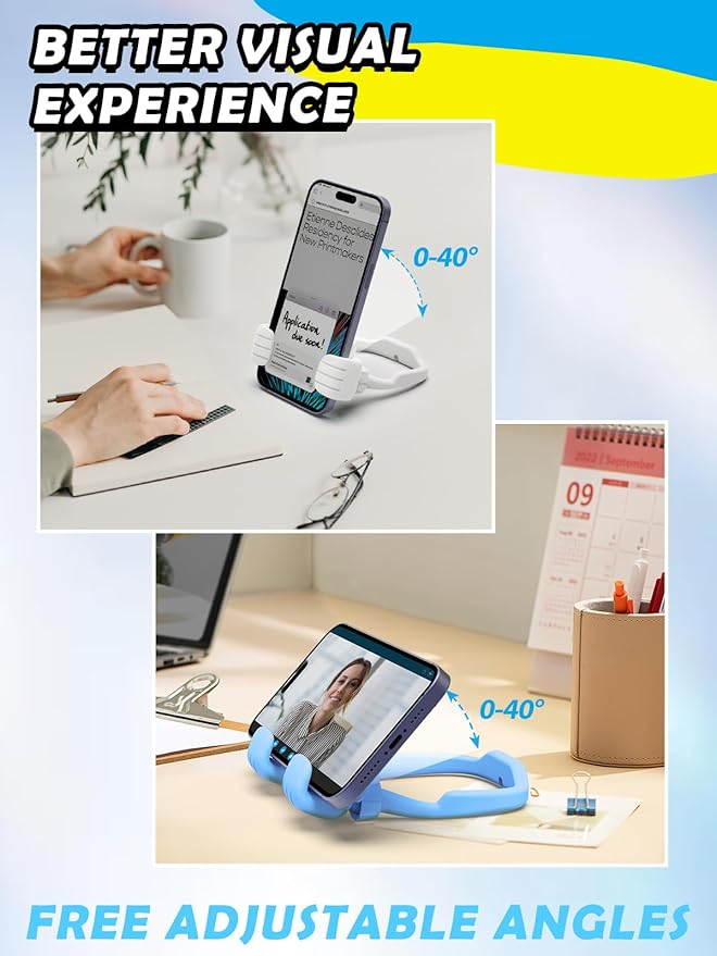 Dad Gifts for Fathers Day from Daughter Son Cell Phone Stand: 4 Pack UPGRADE Adjustable Thumbs Up Lazy Phone Holder for Desk Fun Birthday Gifts for Grandma Teens Girls Boys Adults Husband from Wife