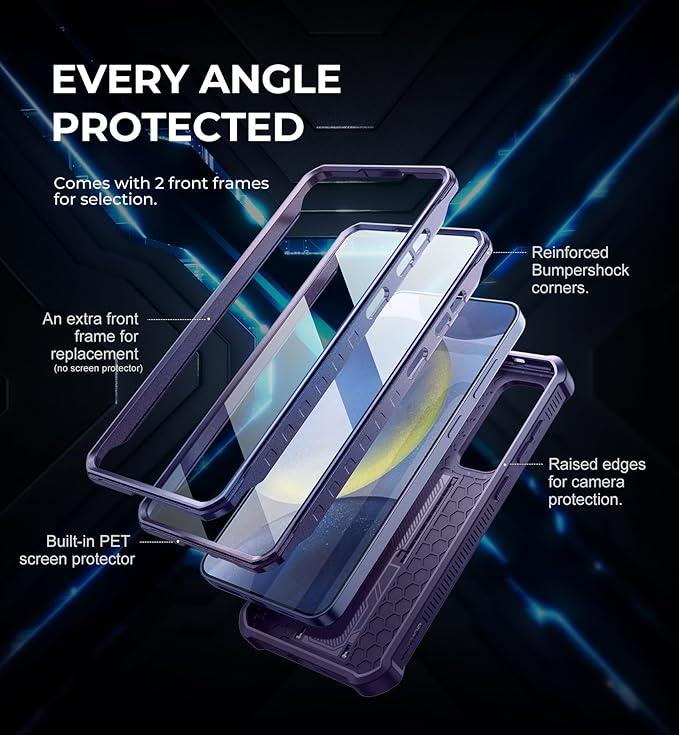 Dexnor for Samsung Galaxy S24 Plus Case with Built-in Slide Camera Cover & Screen Protector & Kickstand, Shockproof Rugged Case Full-Body Bumper Protective Cover for Galaxy S24 Plus (2024),Purple