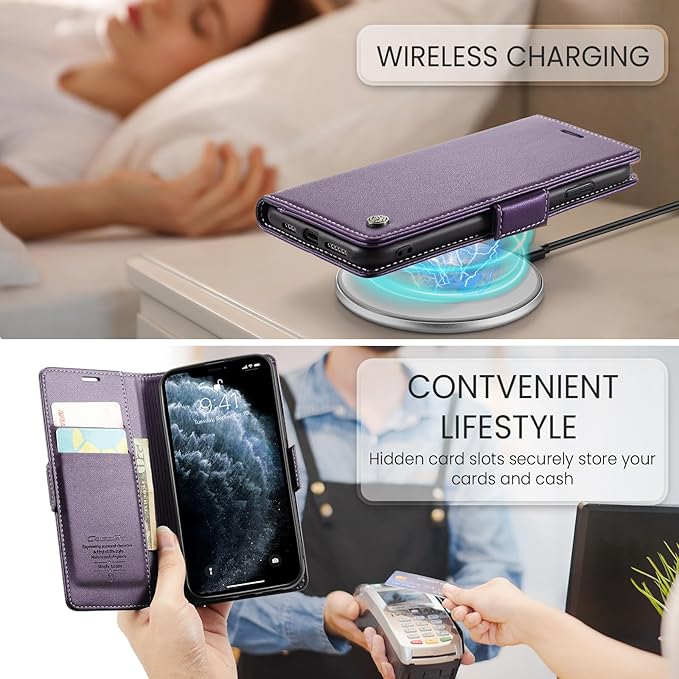 for iPhone 11 Pro Case, Premium PU Leather Wallet Case Flip Cover with [RFID Blocking][Card Holder][Stand Function] Shockproof Protective for iPhone 11 Pro 5.8", Purple