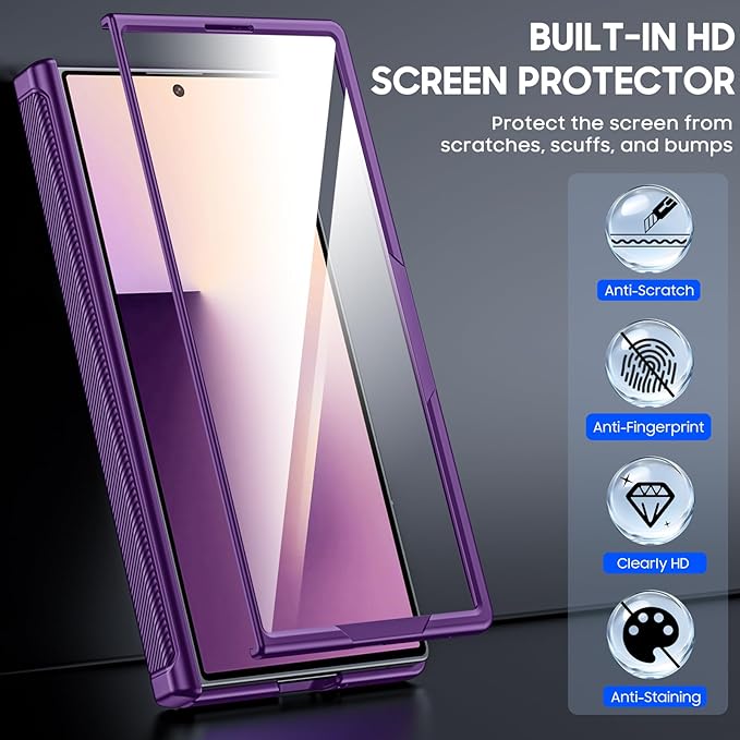 for Samsung Galaxy Z Fold 7 Case Magnetic Power with [Kickstand][Hinge Protection] Full Body Screen Protector Shockproof Phone Case for Galaxy Z Fold 7 Case(Purple)