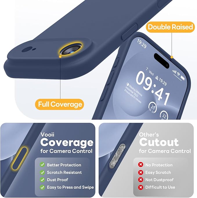 Vooii Magnetic Compatible with iPhone Air Case (Compatible with Magsafe) (Upgraded Camera Protection) Liquid Silicone Shockproof Full Body Protective Phone Cover for Women Men, Navy Blue, 6.5"