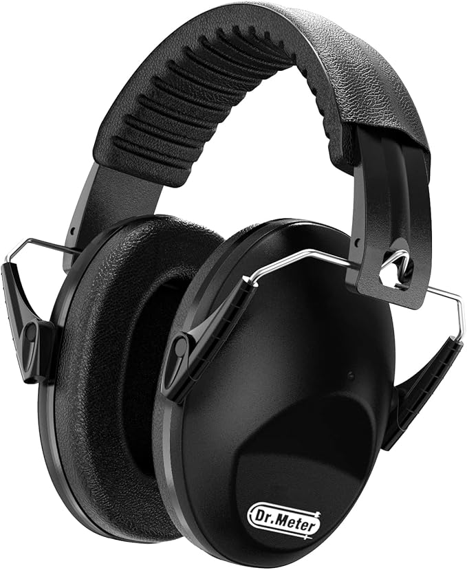 Dr.meter Noise Cancelling Ear Muffs: EM100 SNR27.4 Ear Muffs for Noise Reduction - Kids Noise Cancelling Headphones with Adjustable Headband for Monster Truck Autism Sensory Mowing Firework-Black